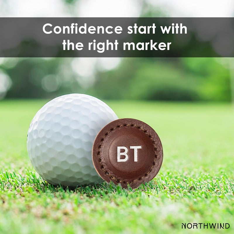 NORTHWIND Personalized Leather Golf Ball Markers (Set of 2) – Monogrammed Full Grain Genuine Leather, Debossed & Handmade in USA – Custom Golf Accessories, Unique Premium Gifts for Men, Dad & Golfers - Image 5